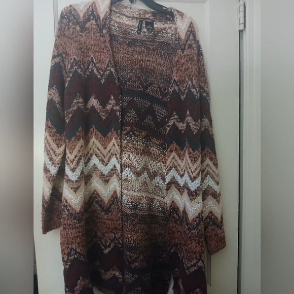 New Directions Multicolor Chevron Cardigan - Picture 1 of 2